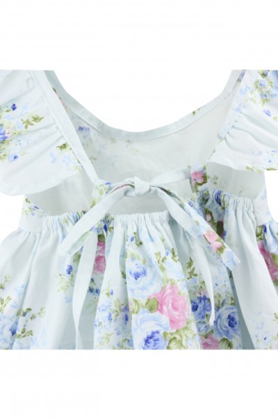 SKCC002 Order printed ruffled dresses for infants and young children Order children's dresses online Supply floral ruffled dresses side view